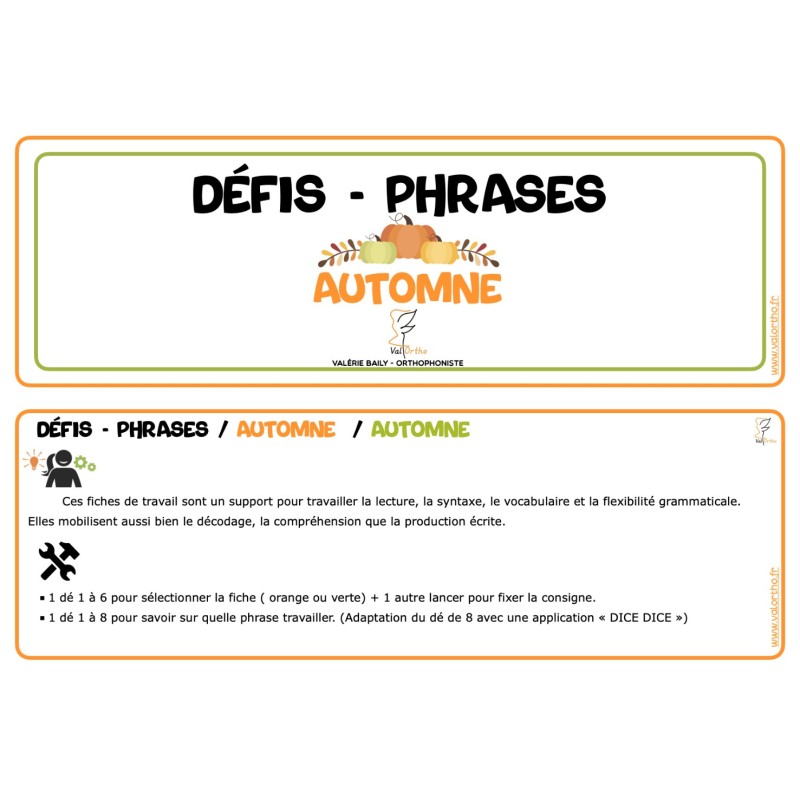 Défis - Phrases - Automne