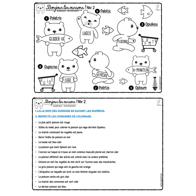 Bonjour les Oursons Niveau 2